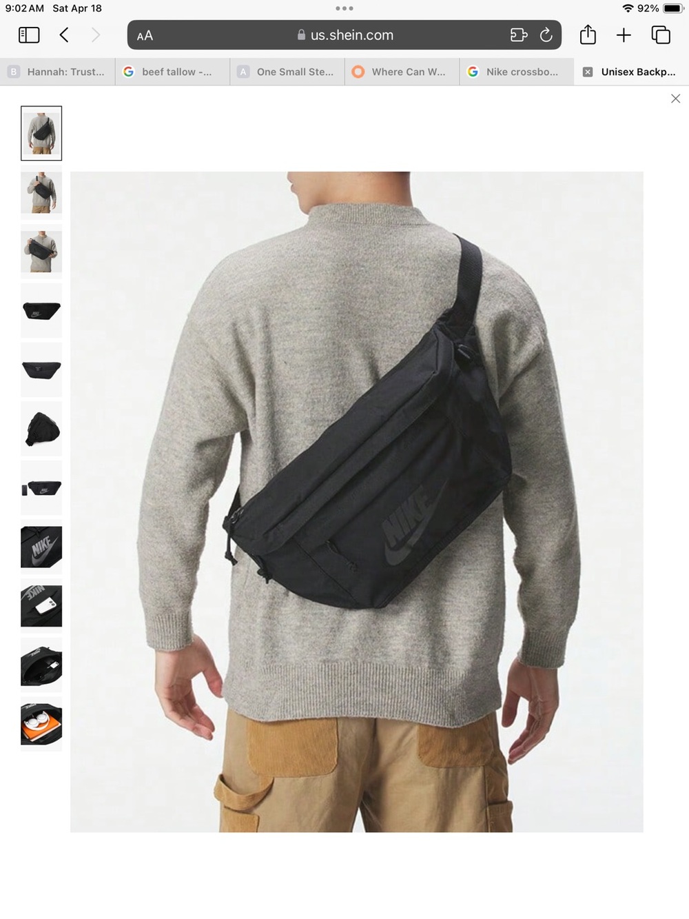 NIKE Tech Body/Crossbody/Sling Bag Black